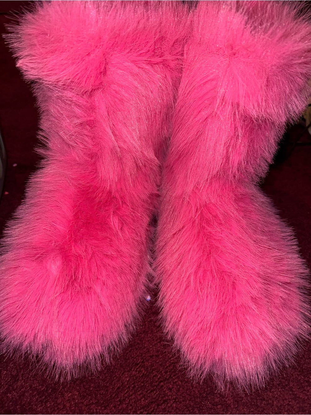 Bright Hot Pink Faux Fur Boots